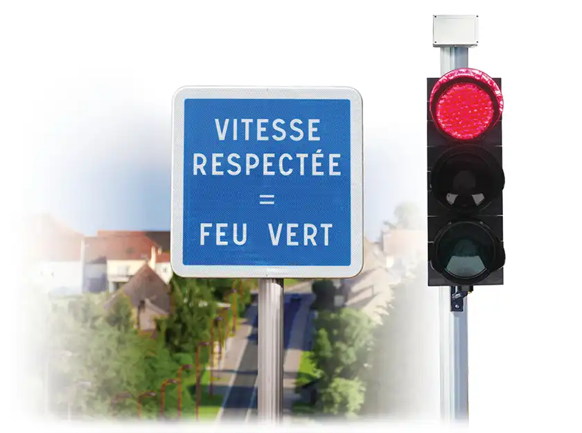 Feu tricolore vert-récompense • Temporaire SEP (Sur Éclairage Public)